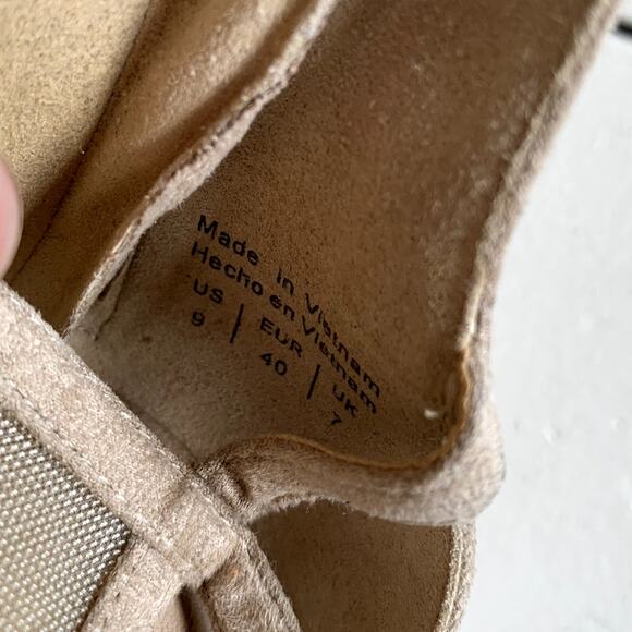 ALDO Heels Womens 9 Beige Faux Suede Open Toe Mesh Inset Strappy Stiletto Shoes - Picture 4 of 7